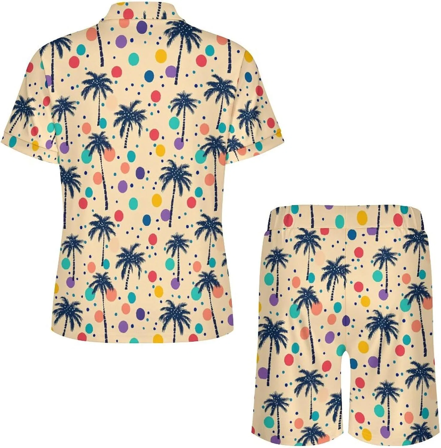 Мужской спортивный костюм с принтом Coconut Trees, футболка поло и шорты, Style — фото 4