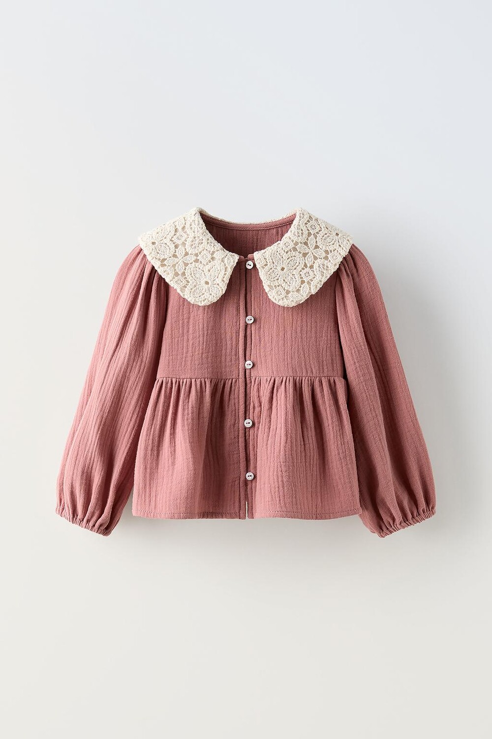 

Рубашка с вязаным крючком ZARA, розовый/лиловый