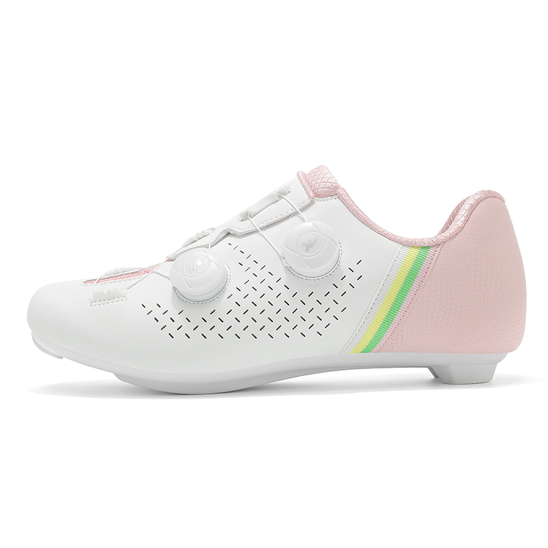 

JYVME Износостойкие дышащие кроссовки с поддержкой низкие для активного отдыха унисекс бело-розовые, цвет White Pink Road Cleat Shoes