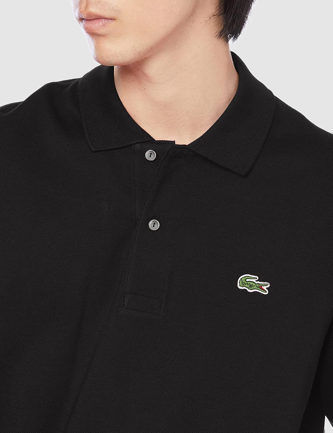 Мужская поло-рубашка с длинным рукавом Lacoste L1312DL оригинального кроя, черный — фото 2