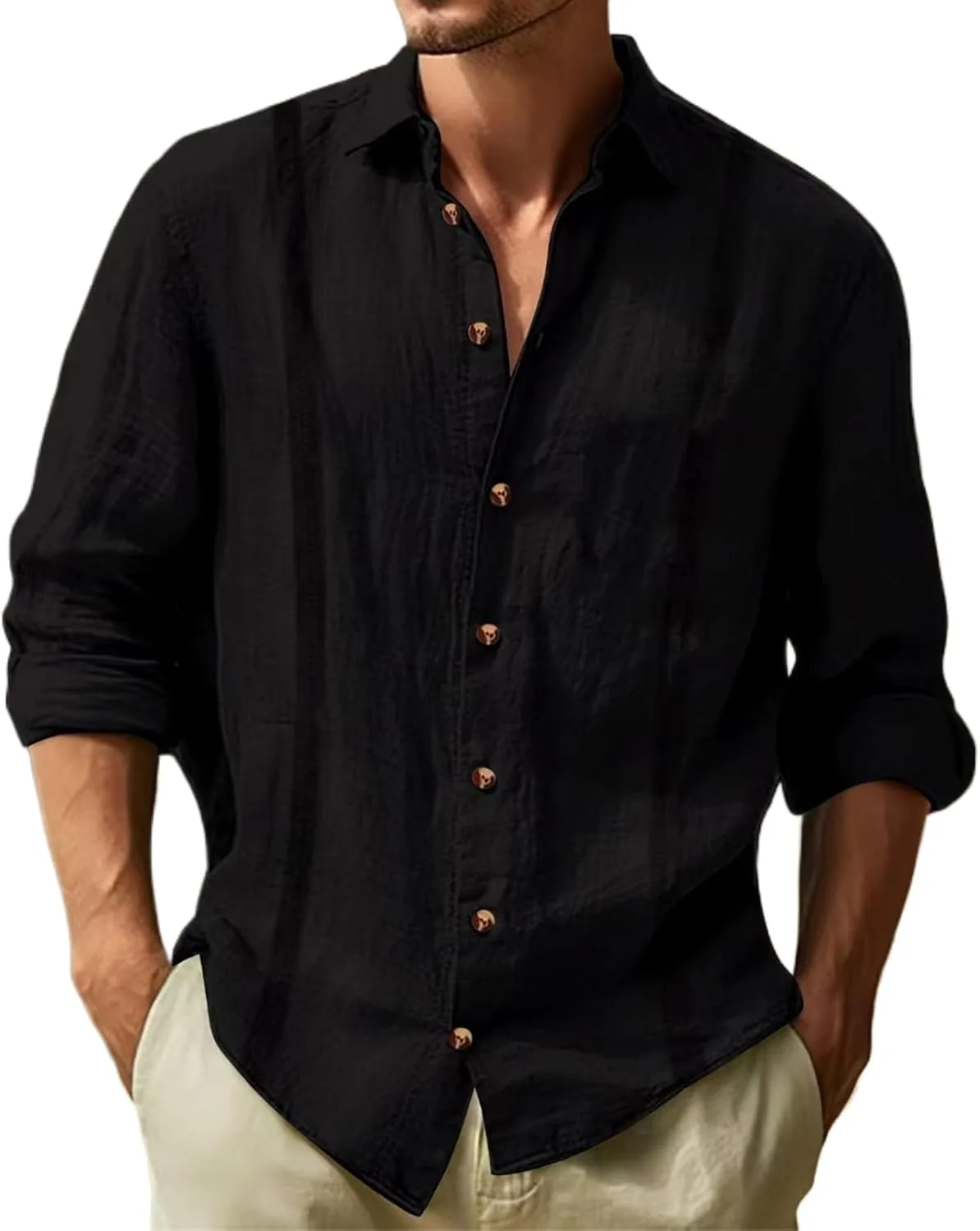 

Льняная гавайская рубашка Guayabera с длинным рукавом RSZGSWS