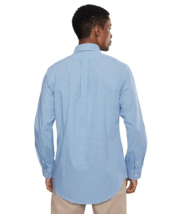 Рубашка поплиновая Classic Fit Stretch Poplin Shirt Polo Ralph Lauren, Blue/White Check — фото 4