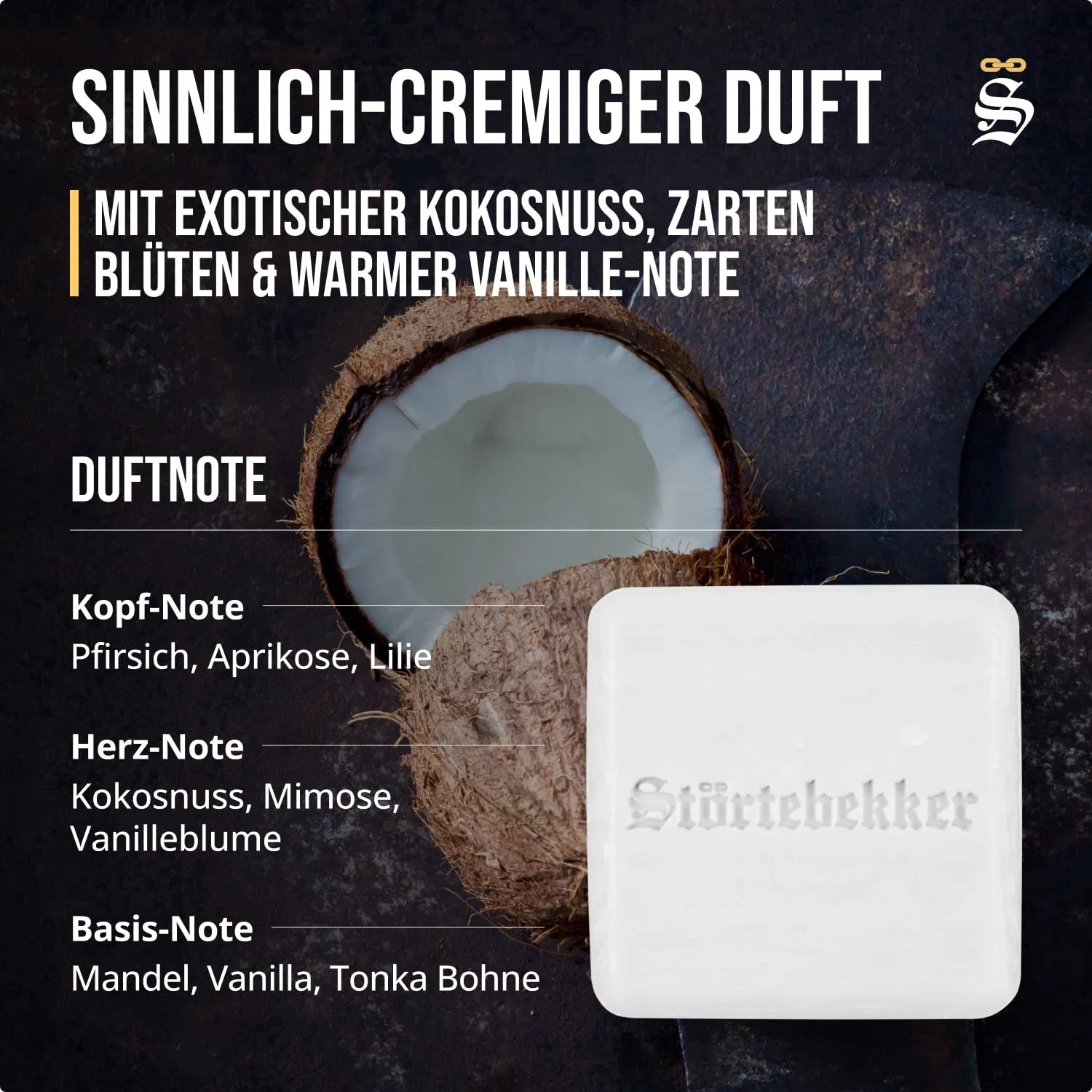 Твердый шампунь-бар 3-в-1 с кокосом Störtebekker Premium Störtebekker Shaving Accessories, 3 X 100 G — фото 3