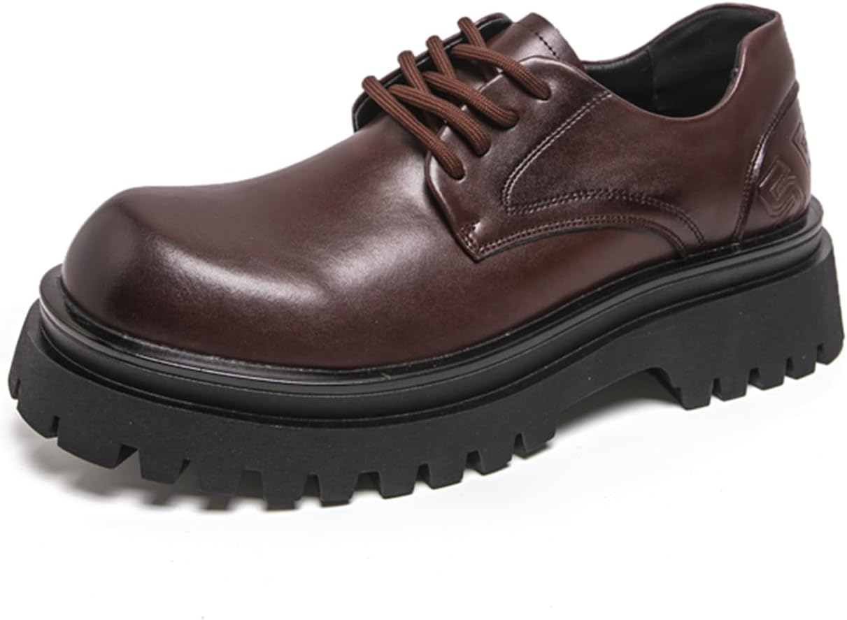 

Мужские ретро кожаные оксфорды на шнуровке с круглым носком Psieicwm, коричневый