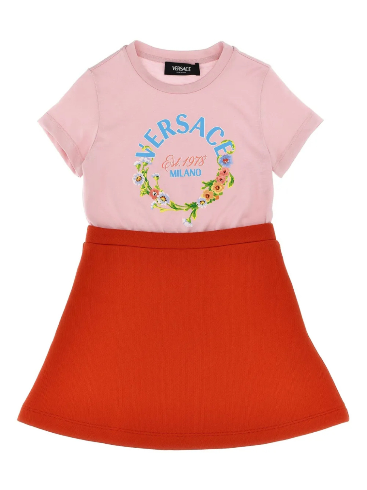 

Платье из хлопка с логотипом Versace Kids, розовый