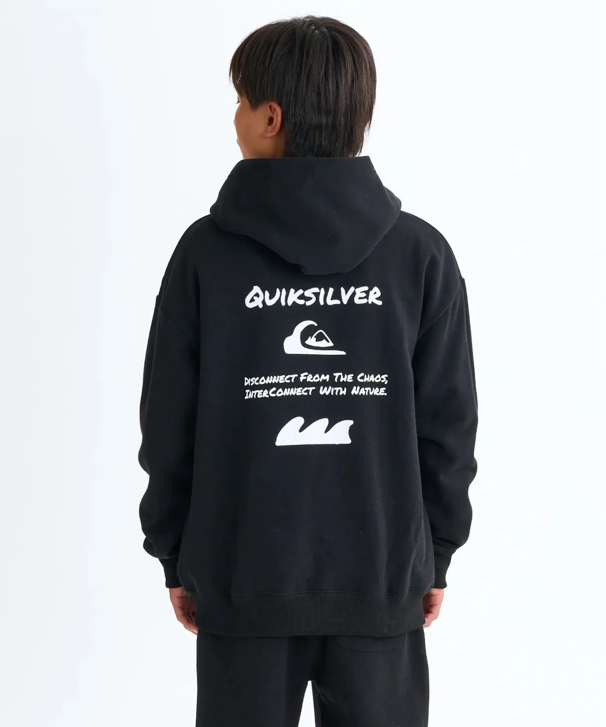 Худи-футболка с капюшоном Quiksilver HAND DRAWN ZIP PK YOUTH с принтом, чёрный