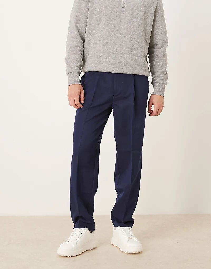 

ASOS DESIGN Элегантные зауженные брюки свободного кроя темно-синего цвета