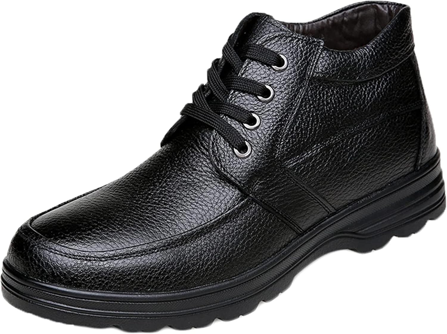 

Мужские ботинки Yiozoi на щиколотку, ветроустойчивые, высокие, зимние кожаные ботинки, прогулочные теплые плюшевые мужские повседневные снежные ботинки, черный