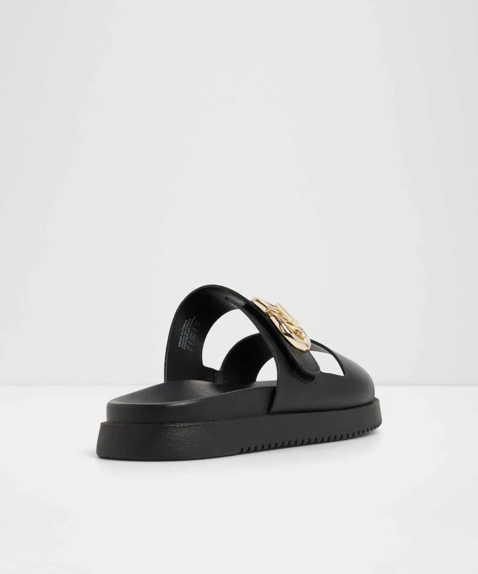 Женские сандалии на плоской подошве с круглым носком Aldo, черный — фото 2