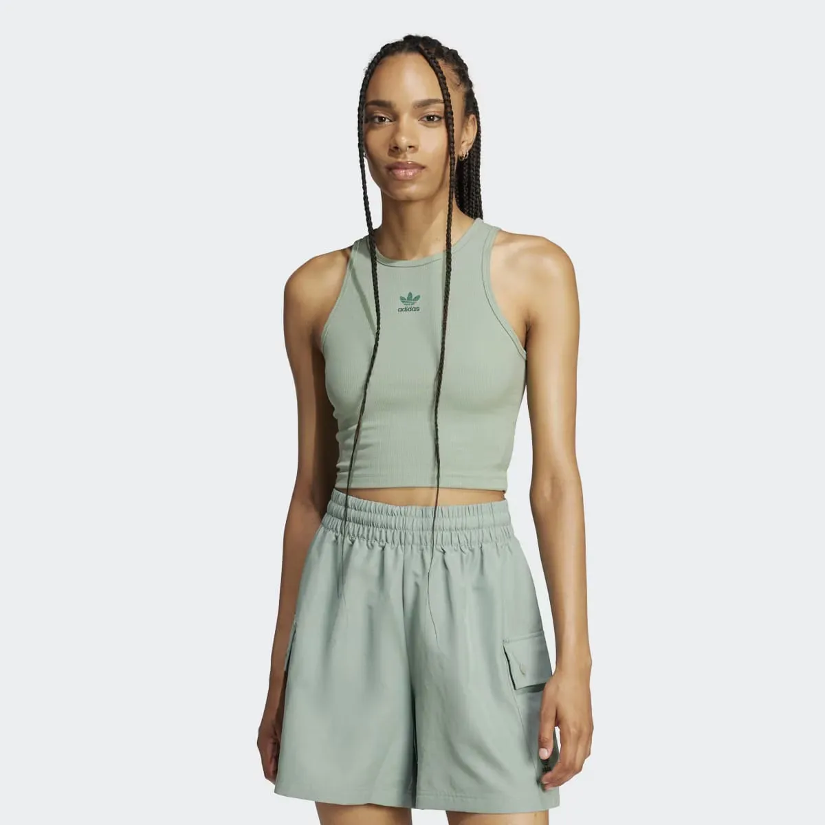 

Женская футболка без рукавов Adidas Essentials Ribbed, зеленый