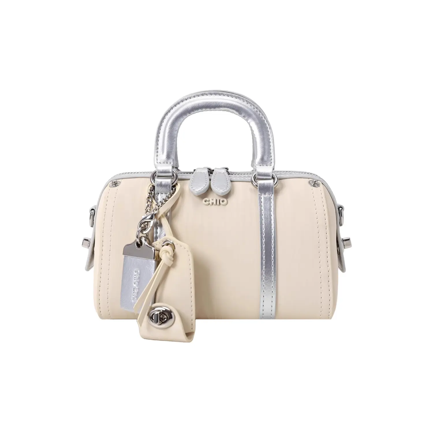 

PAYOT Синтетическая кожаная сумка бостон из микрофибры женская бело-серебристая, White & Silver