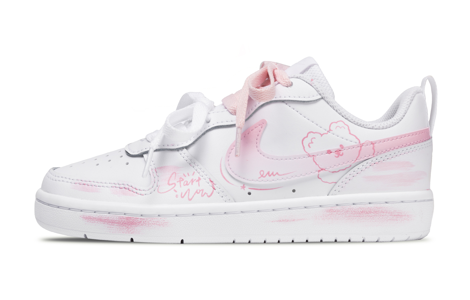 

Nike Court Borough нескользящие устойчивые к истиранию амортизаторы низкие кроссовки для скейтборда pink детские