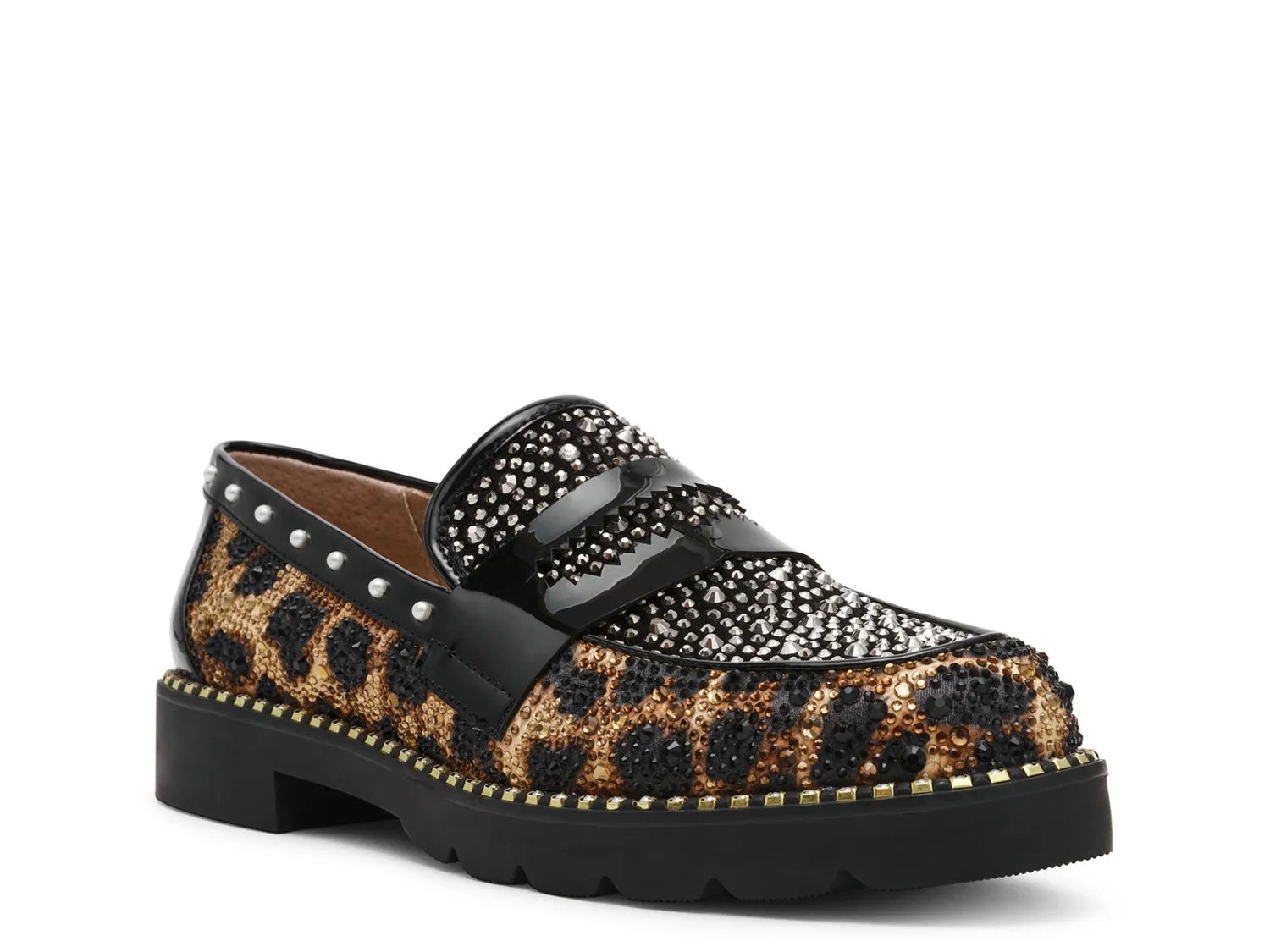 Лоферы Betsey Johnson Lydiaa Loafer, Multicolor Leopard Print Rhinestone