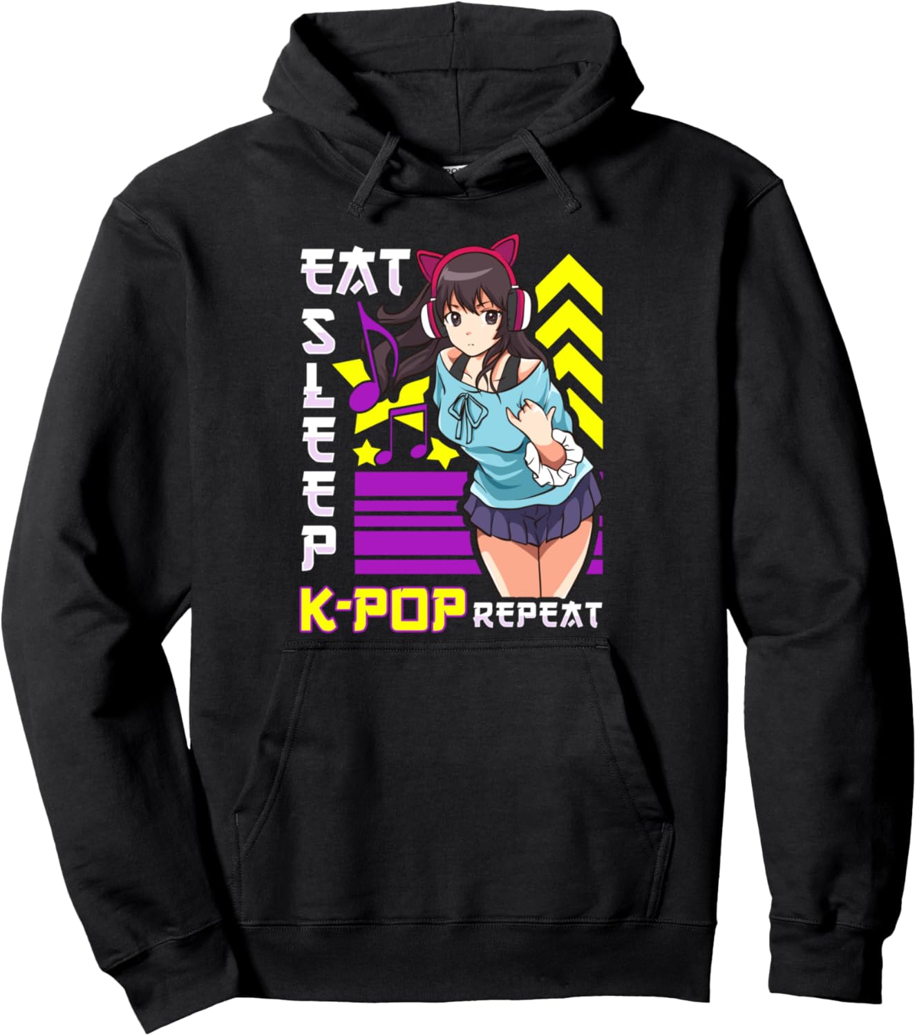 

Милая и забавная толстовка с надписью «Ешь, спи, K-Pop, повторяй, K-Pop, кавайная корейская музыка» Funny Anime Korean Manga & Otaku Gifts, черный