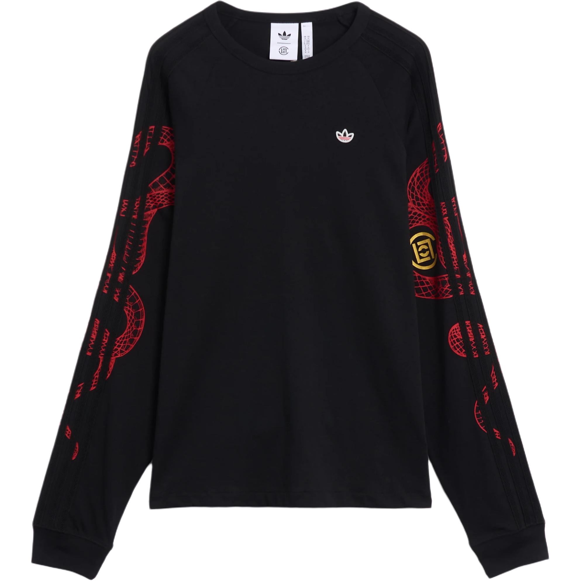 Футболка Clot Raglan с длинным рукавом от Edison Chen унисекс Adidas Originals, черный — фото 3