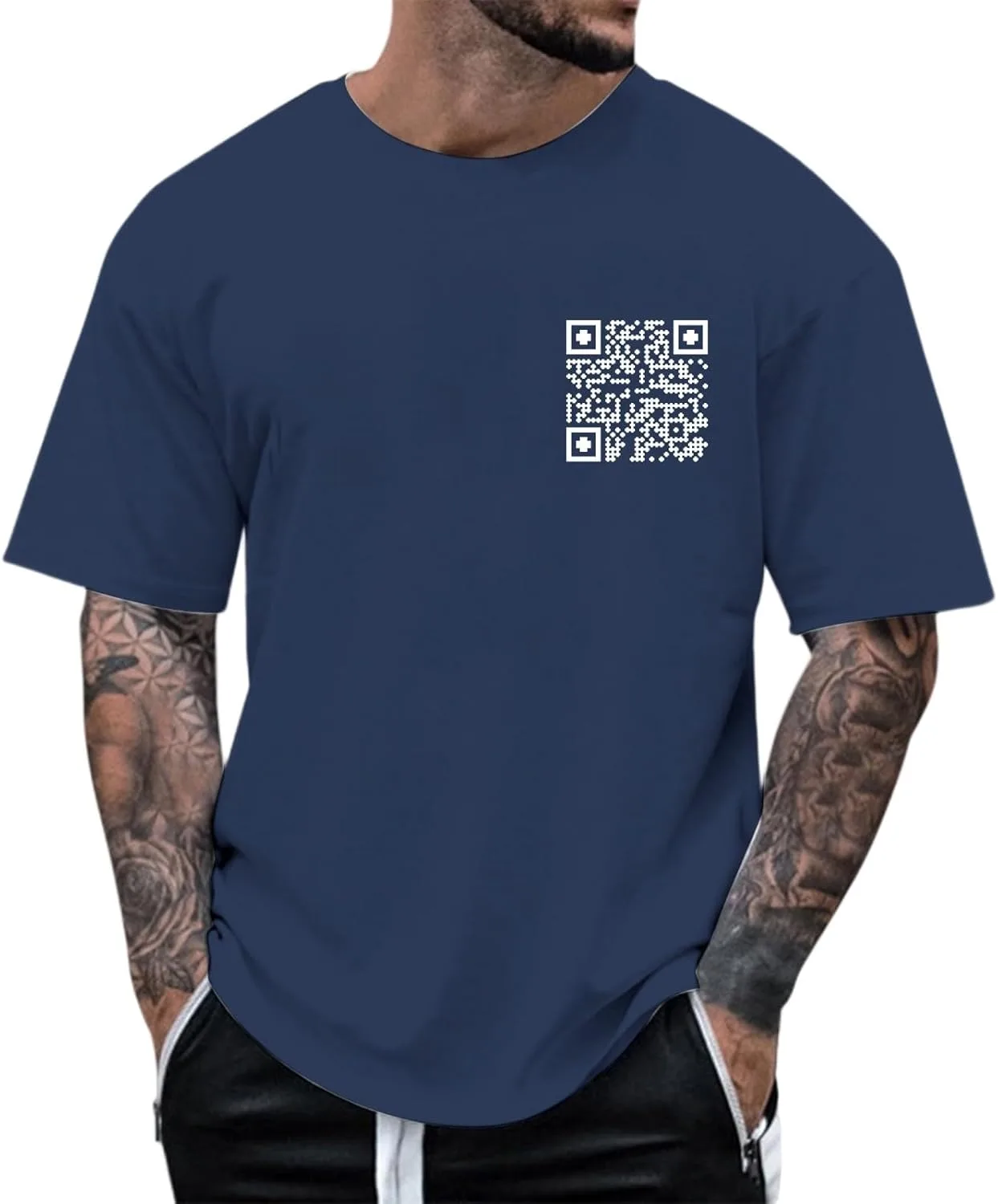 Мужская футболка с коротким рукавом и уникальным QR-кодом для повседневной носки