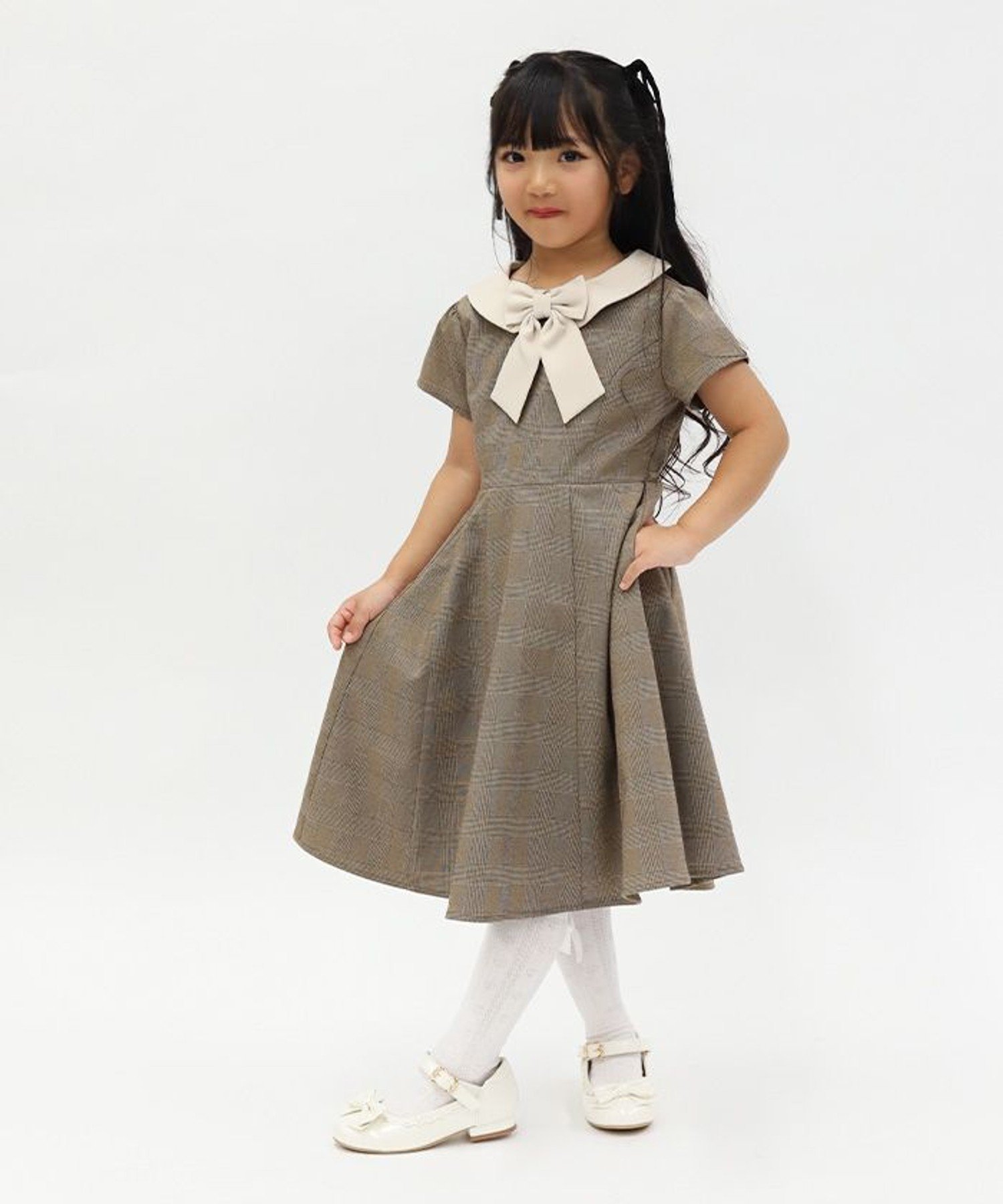 Платье с круглым воротником и лентами Axes femme kids, Tea