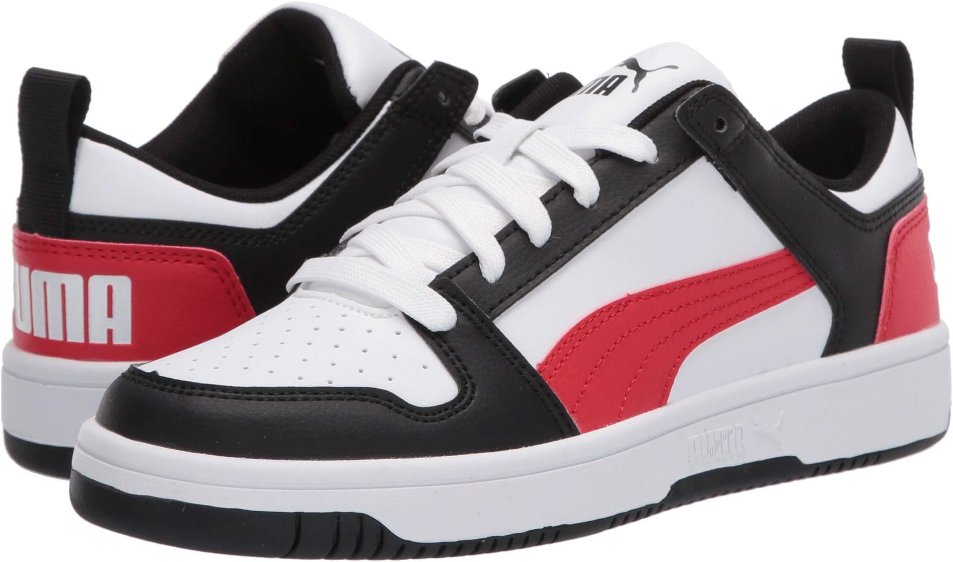 

Кроссовки Puma Rebound Layup Lo Synthetic Leather, цвет Puma White/Puma Black/High Risk Red 1