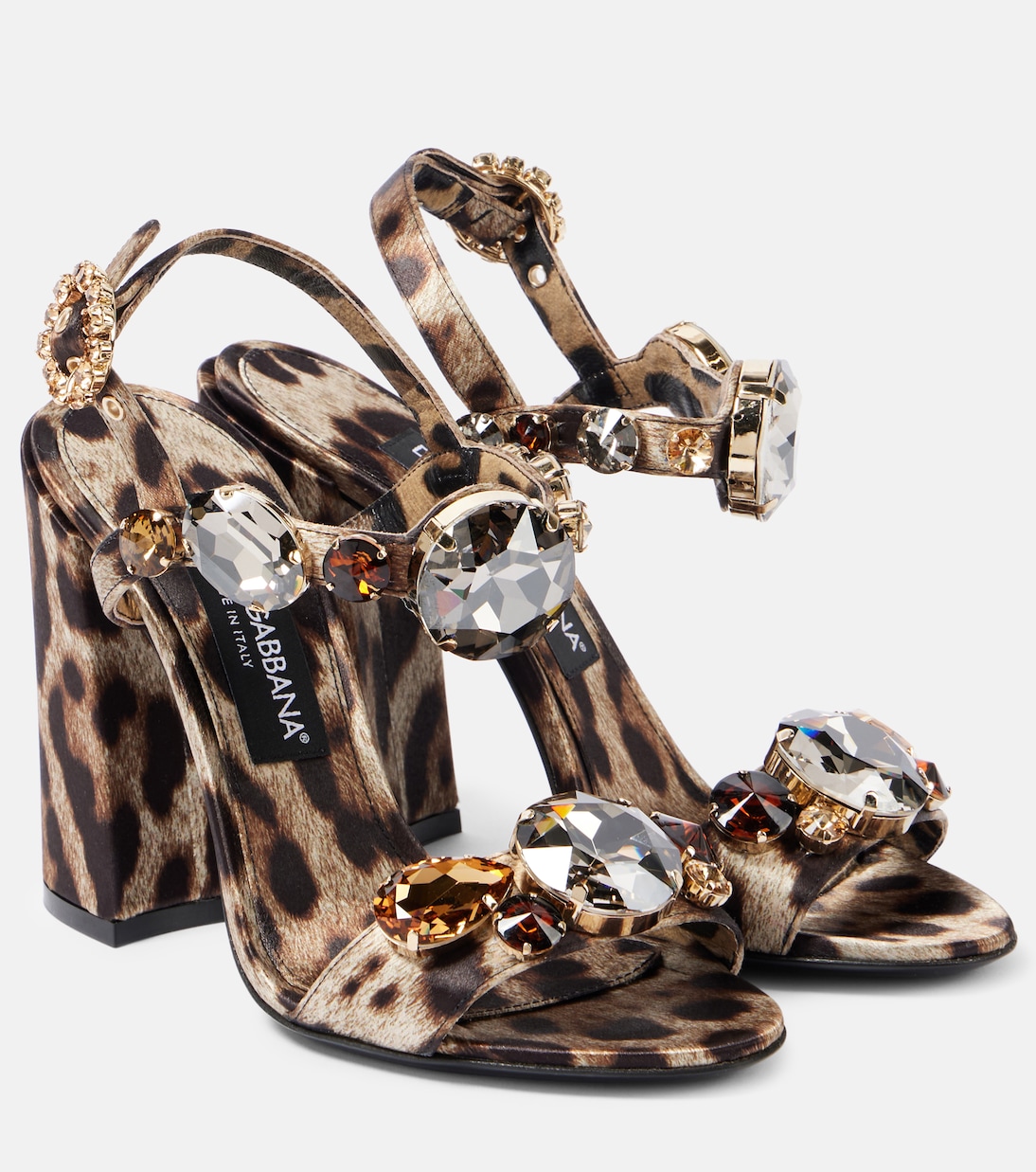 Атласные босоножки Keira 105 с леопардовым принтом Dolce&Gabbana, Leo New