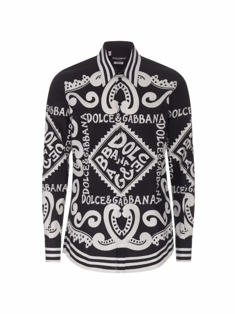 

Хлопковая рубашка с принтом Marina Dolce&Gabbana, мультиколор