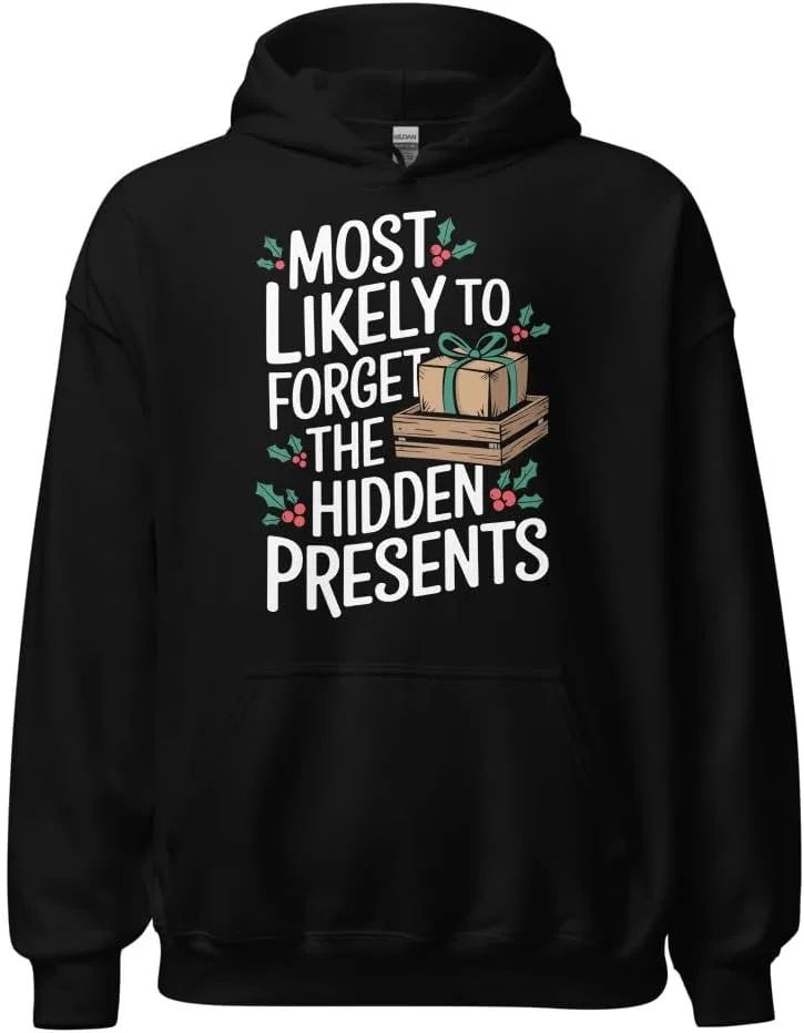 Семейный рождественский худи унисекс Most Likely To Forget The Hidden Presents Generic, черный