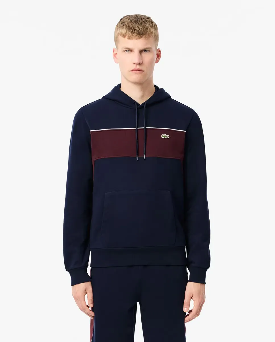 

Мужская толстовка с капюшоном в стиле цветных блоков Lacoste, темно-синий