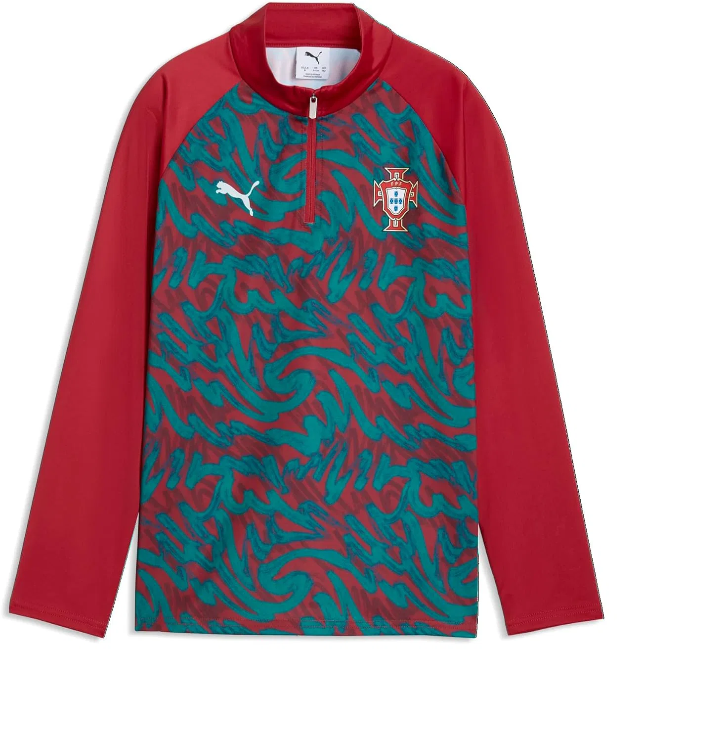 Детская кофта PUMA Portugal Warm Up 1/4 Zip, Club Red-green Lagoon