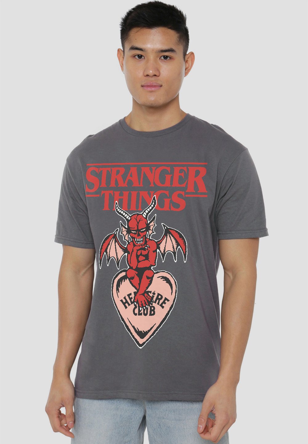 

Футболка с принтом STRANGER THINGS HELLFIRE HEART NETFLIX, антрацит