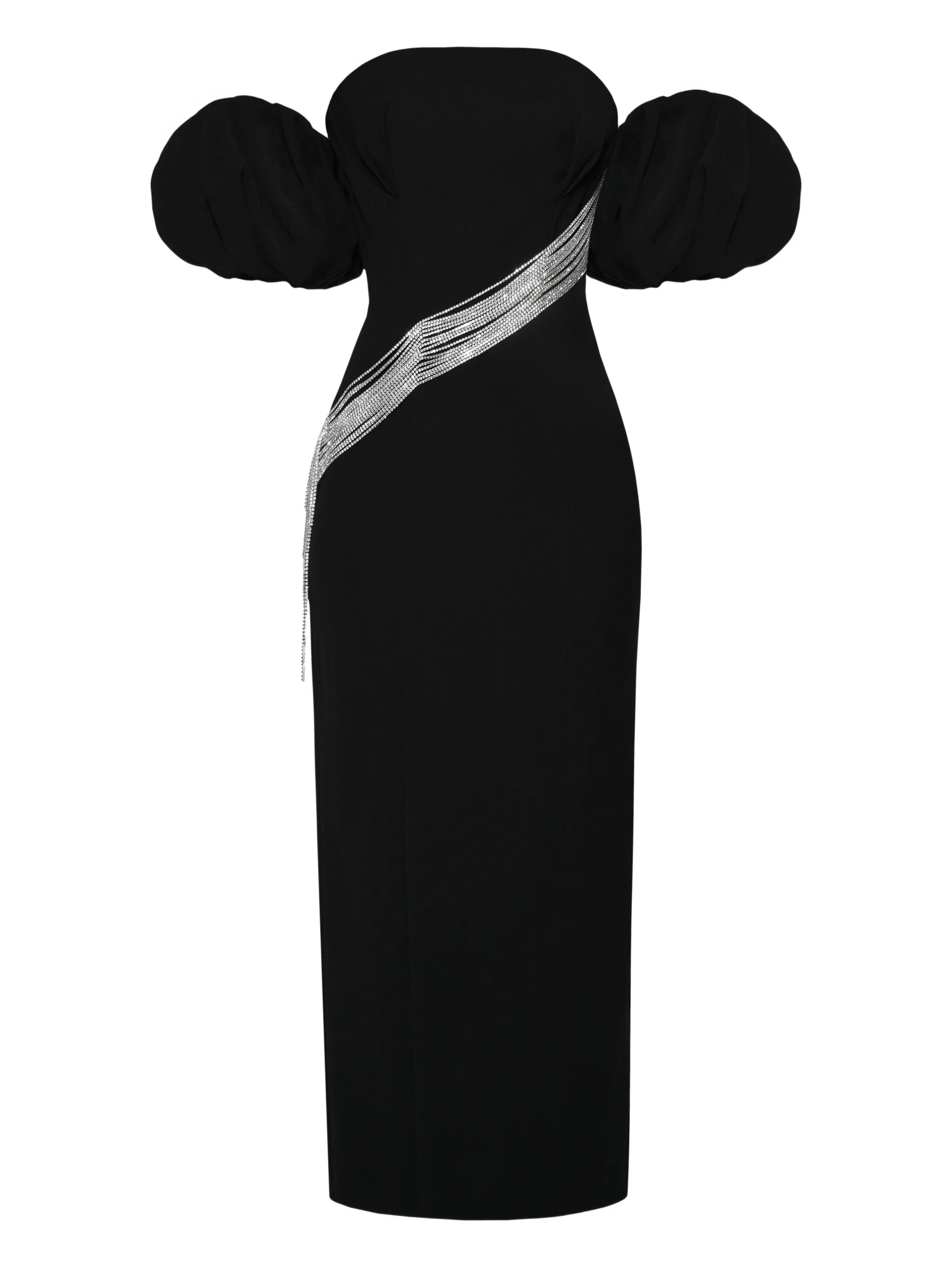 

Миди-платье с открытыми плечами, украшенное кристаллами Anouki, черный