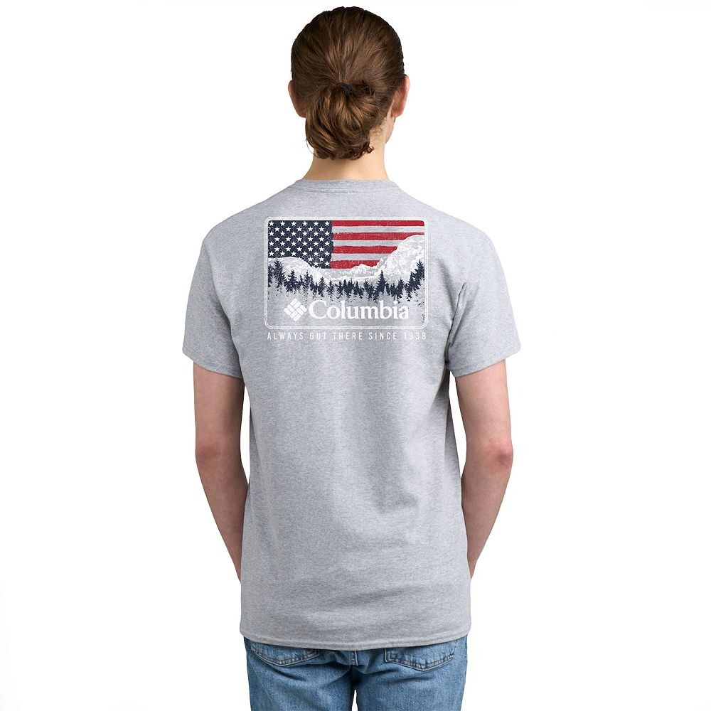 

Мужская футболка Columbia с коротким рукавом и рисунком, цвет Gray Flag