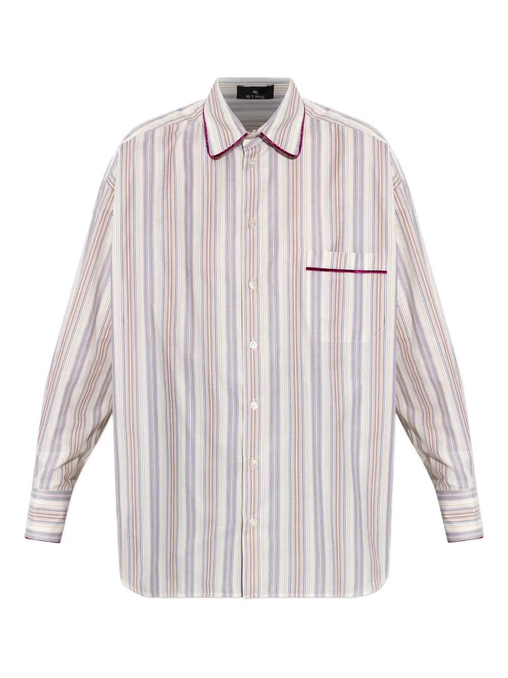 

Рубашка в полоску с бархатной отделкой ETRO, нейтральный