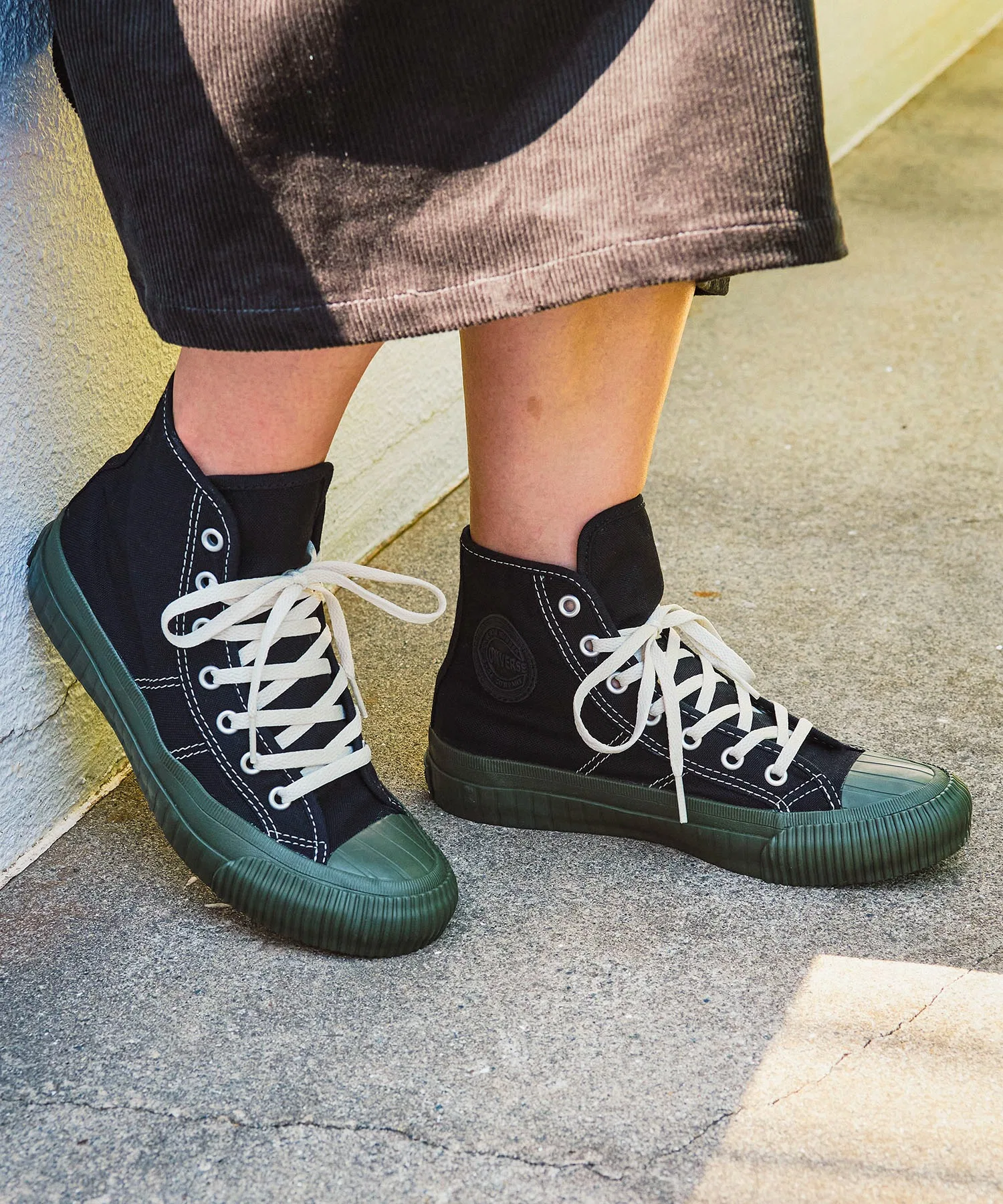 Унисекс кроссовки CONVERSE BIG C SF HI высокие, текстиль чёрные с зелёным