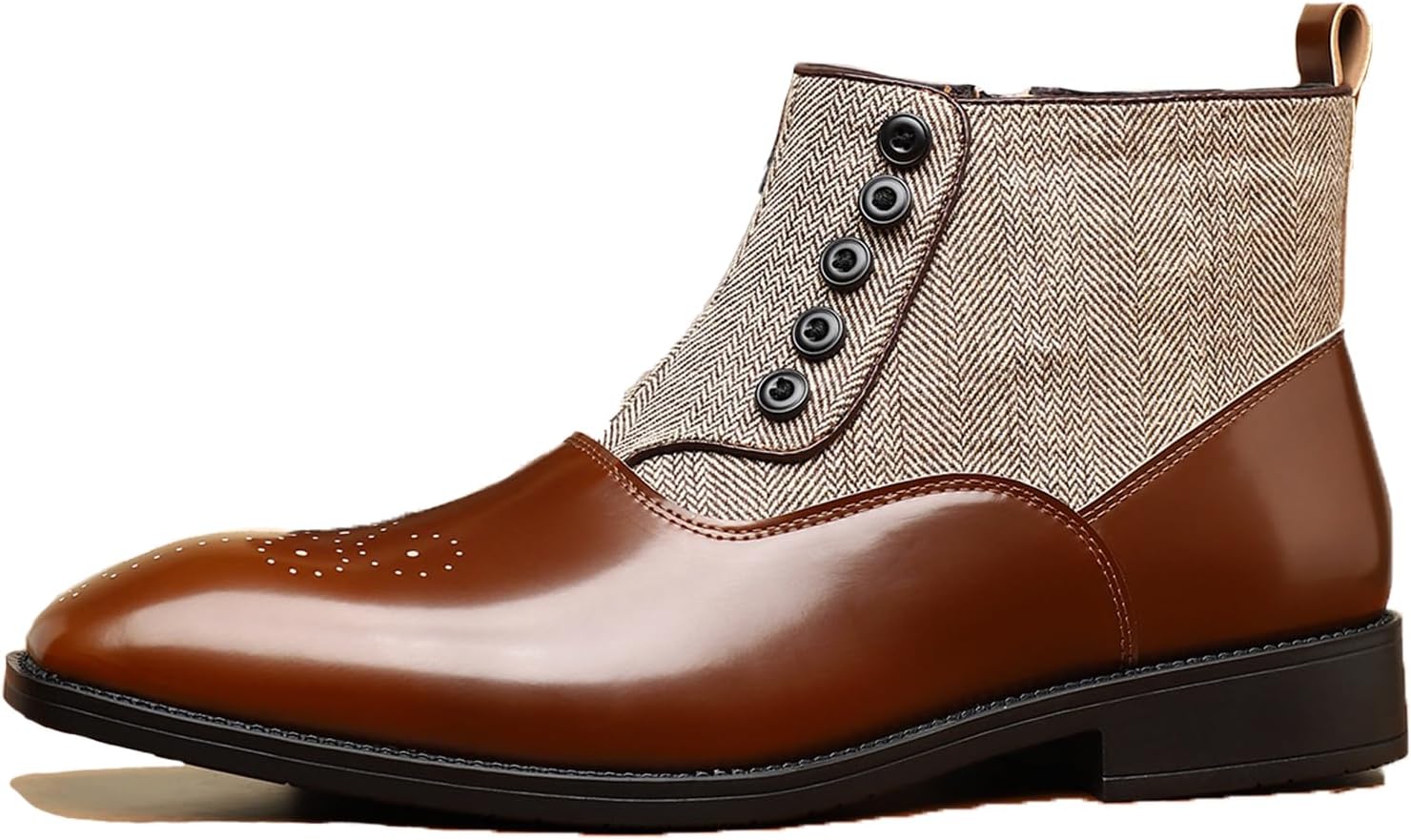 

Мужские лакированные ботинки челси на толстом каблуке с лоскутным дизайном, застежкой-молнией, декором в виде заостренных пуговиц, нескользящим блочным каблуком, короткие деловые ботинки для вечерних вечеринок, свадеб и торжеств Bedgmdeg, желтый