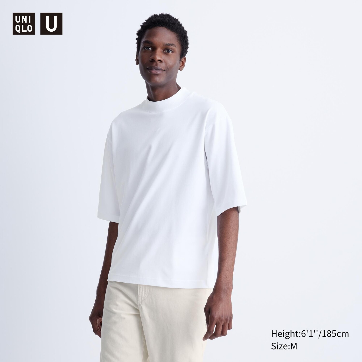 

Хлопковая футболка оверсайз с воротником-стойкой AIRism UNIQLO, белый