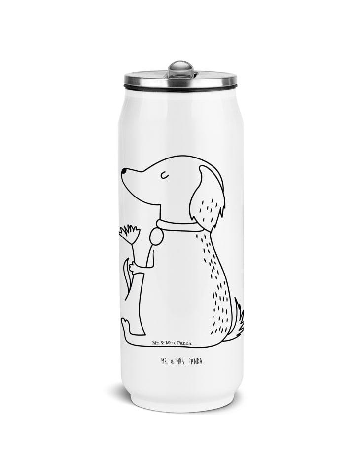 

Mr. & Mrs. Panda Белая бутылка для воды в виде собаки с цветочным рисунком, без надписи