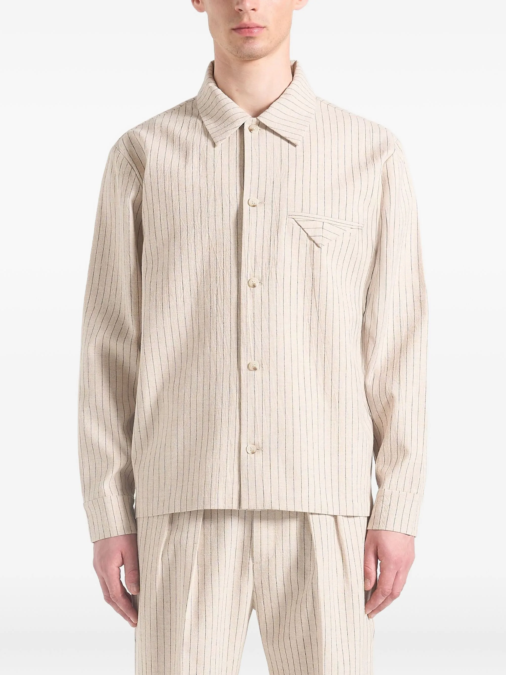 

Рубашка Leo в тонкую полоску Manière De Voir, бежевый