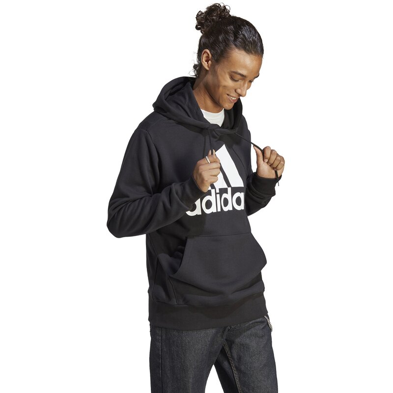 Толстовка с капюшоном, французский трикотаж, большой логотип Adidas, черный — фото 4