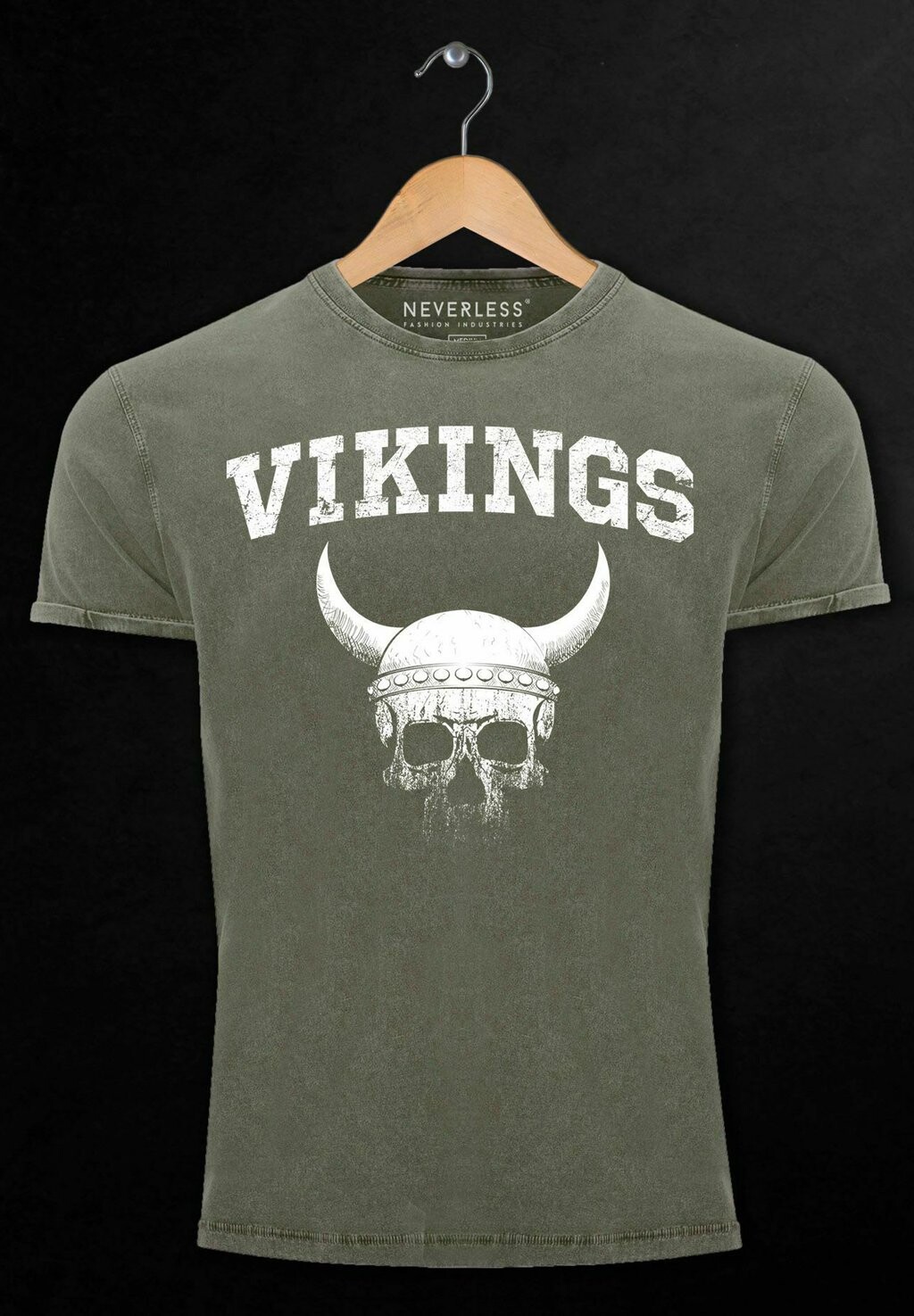 

Футболка с принтом VINTAGE WIKINGER-HELM SKULL TOTENKOPF Neverless, оливковый