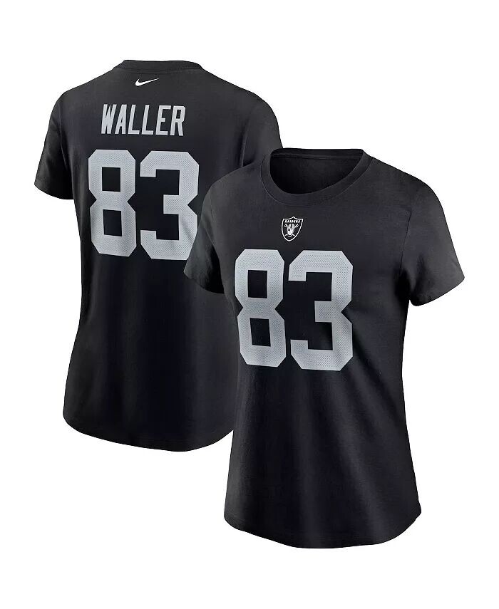 

Женская черная футболка с именем и номером Darren Waller Las Vegas Raiders Nike