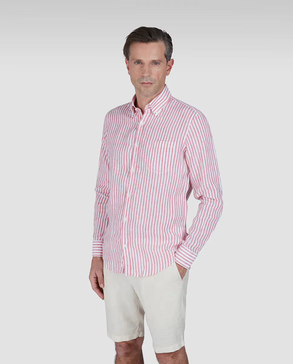 

Мужская льняная рубашка больших размеров в полоску Paul & Shark, многоцветный