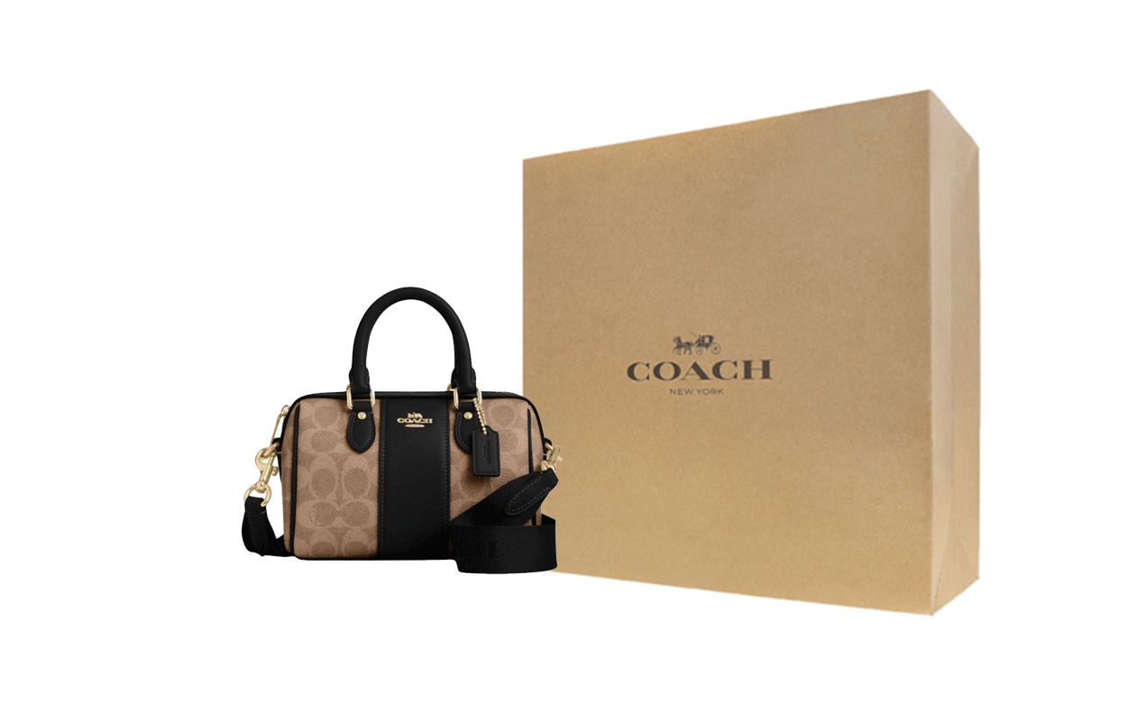 

COACH Рюкзак Rowan из искусственной кожи, через плечо, на одно плечо, женская сумка tan & black
