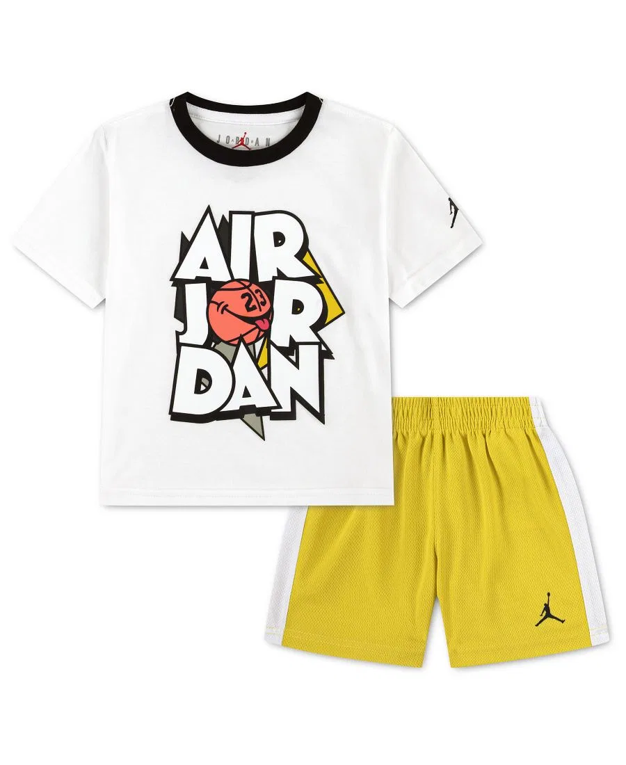 Детский комплект из футболки и шорт Airball с круглым вырезом (2T-7), размер 2T Jordan, желтый