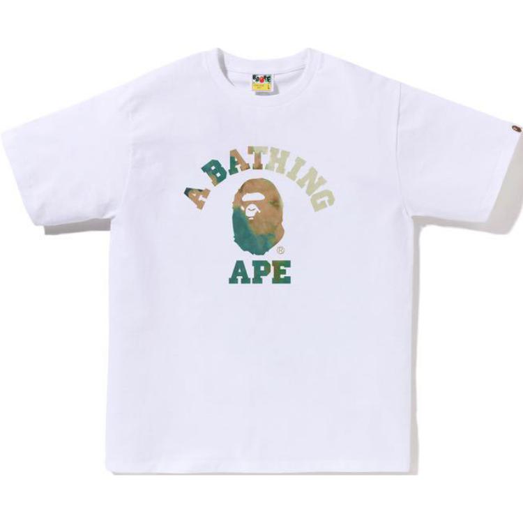 Футболка Bape с тай-дай эффектом A BATHING APE, бело-фиолетовая — фото 2