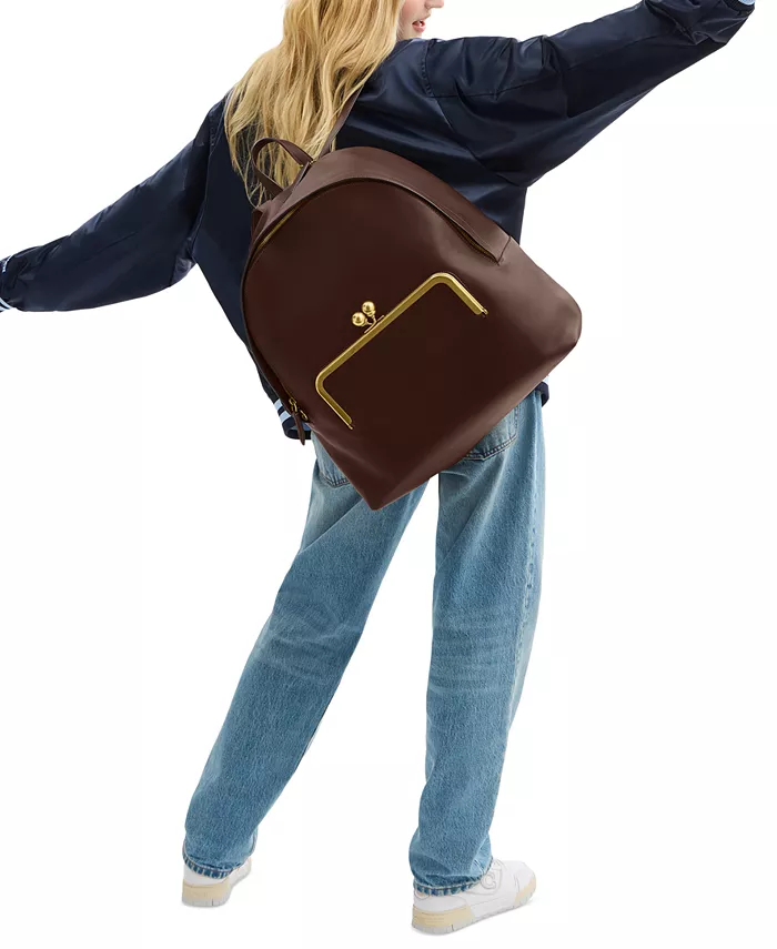 

Кожаный рюкзак Large Frame с замком-застежкой COACH, коричневый