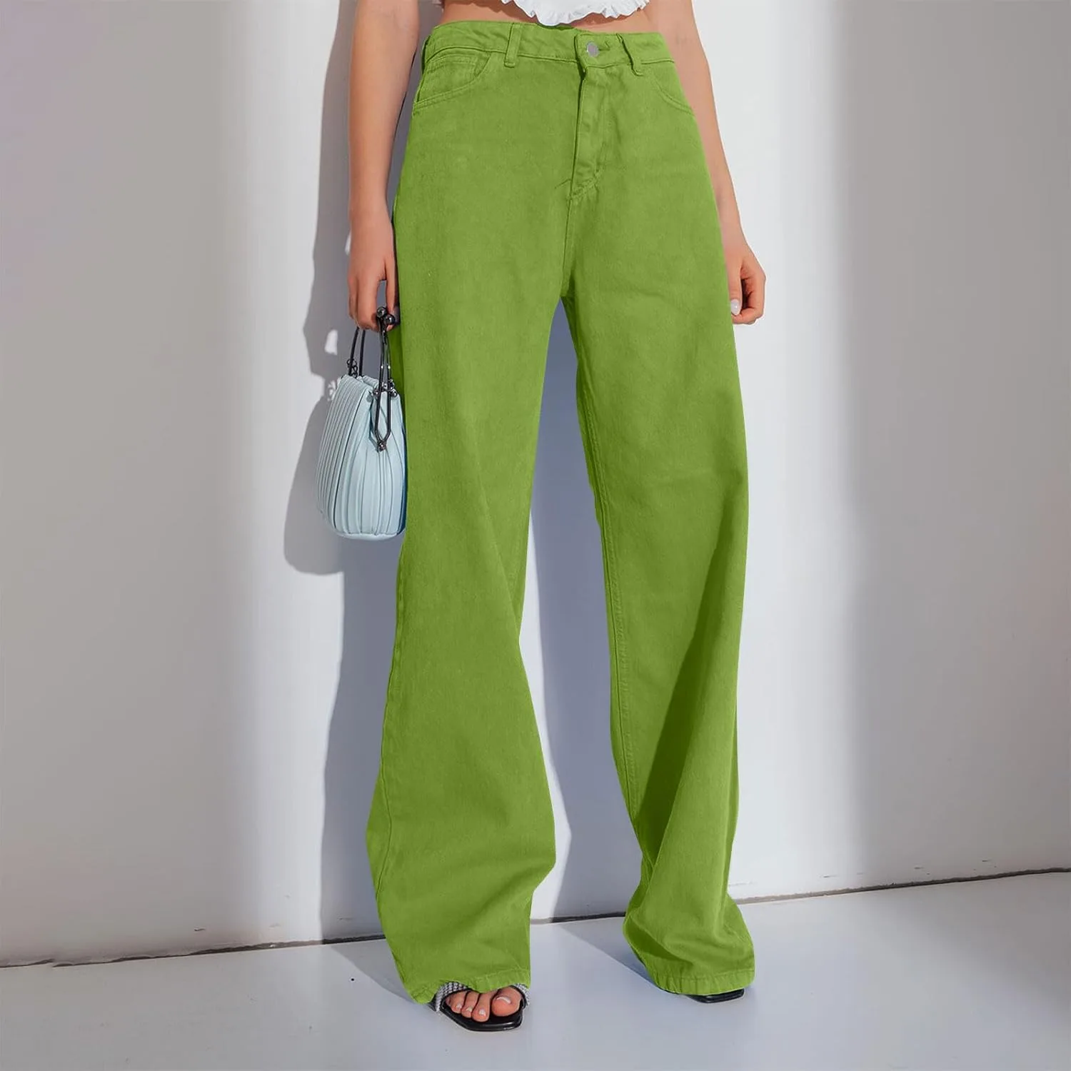 Женские джинсы Wide Straight Leg Casual High Waisted Vintage Baggy Denim Pants Loose Fit — фото 2