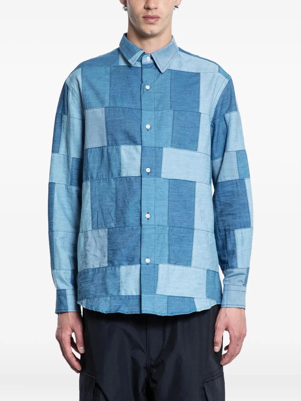 

Лоскутная джинсовая рубашка KUON, синий