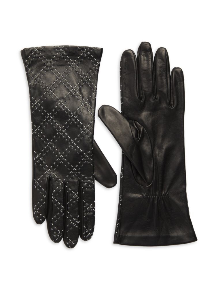 

Кожаные перчатки со стежком Portolano, цвет Black Cream