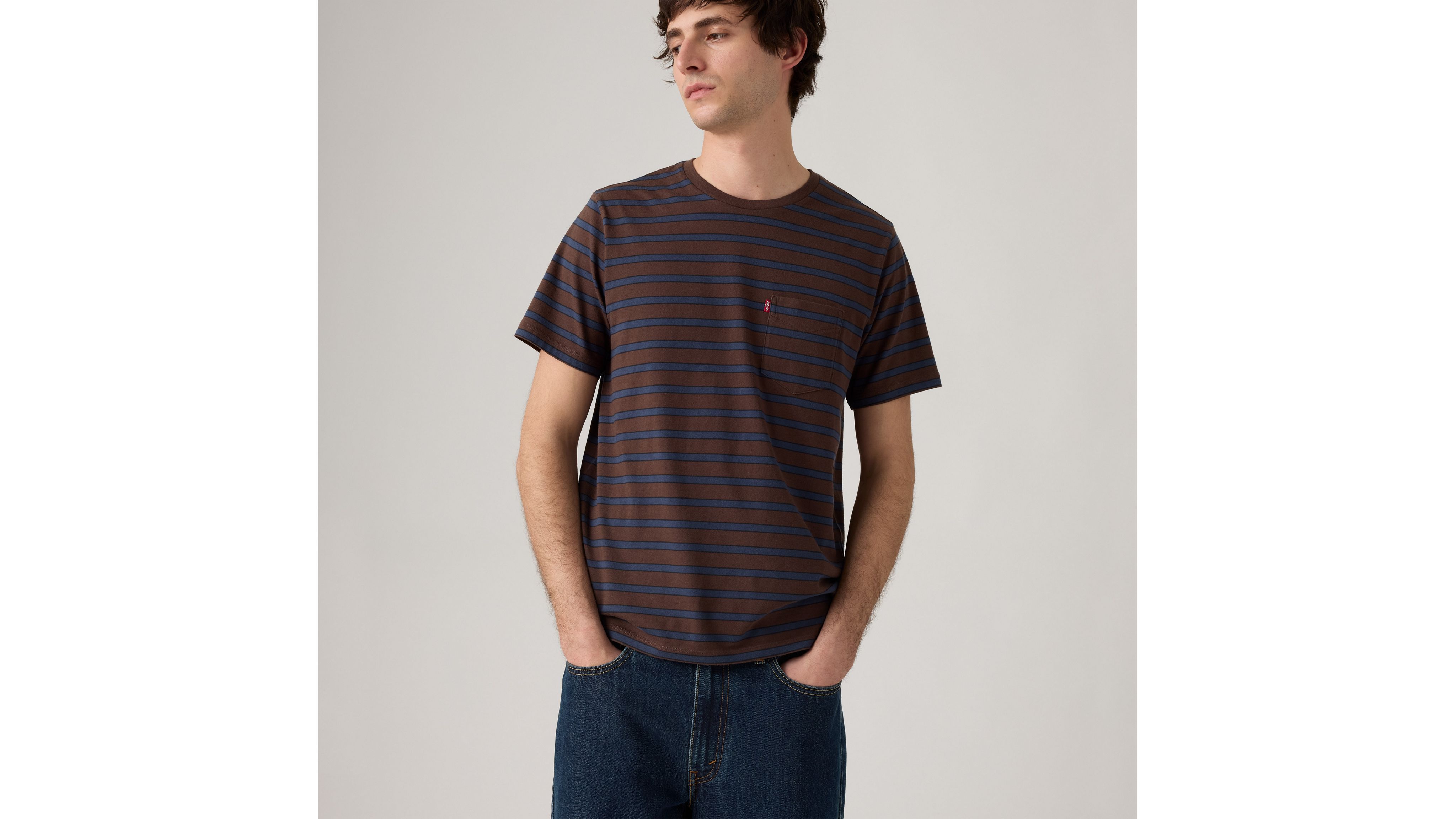 

Футболка с классическим карманом Levi's, Orion Stripe Bracken - Brown