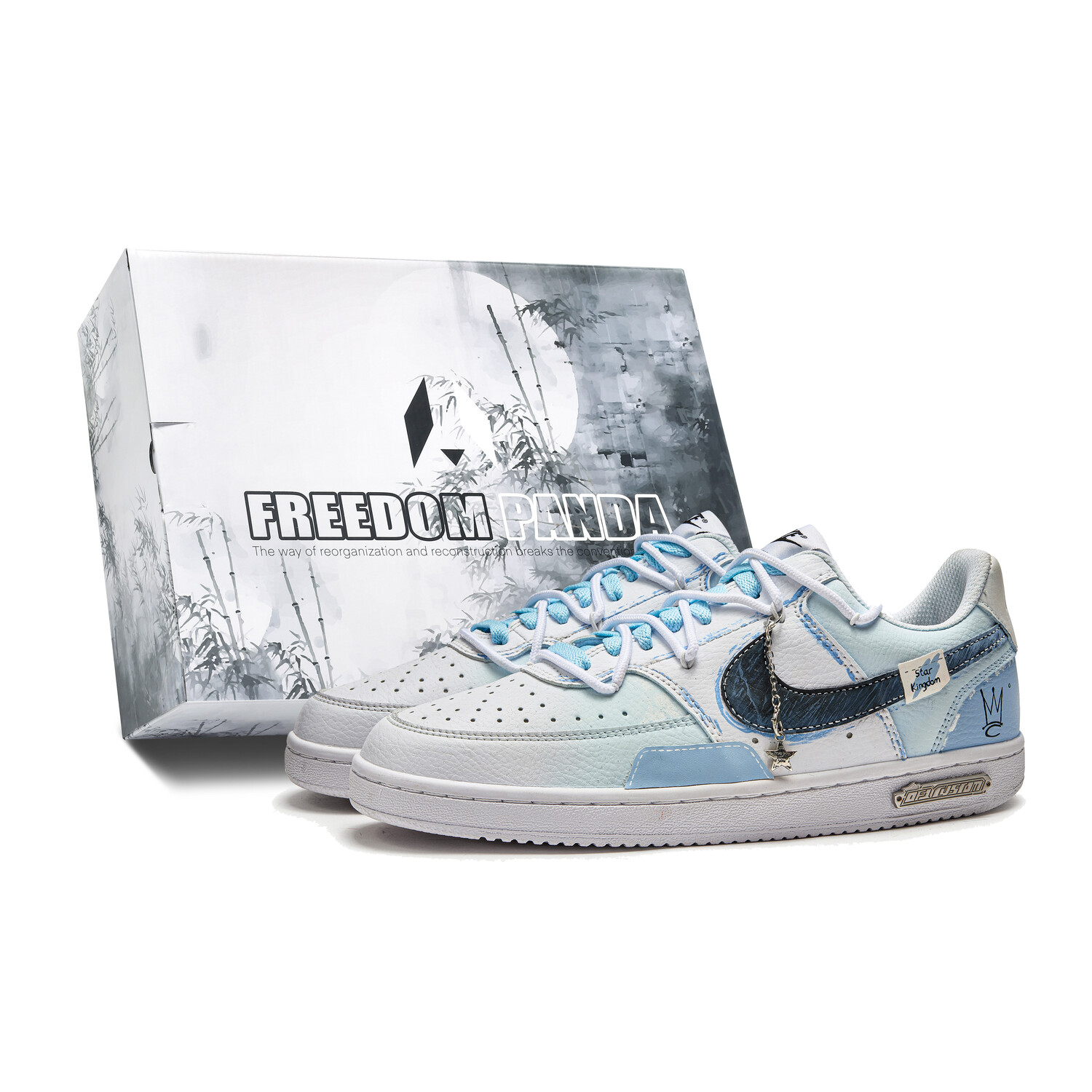 

Кроссовки Nike Court Vision 1 Skateboard Shoes Men Low-Top Blue White, Синий, Кроссовки Nike Court Vision 1 Skateboard Shoes Men Low-Top Blue White