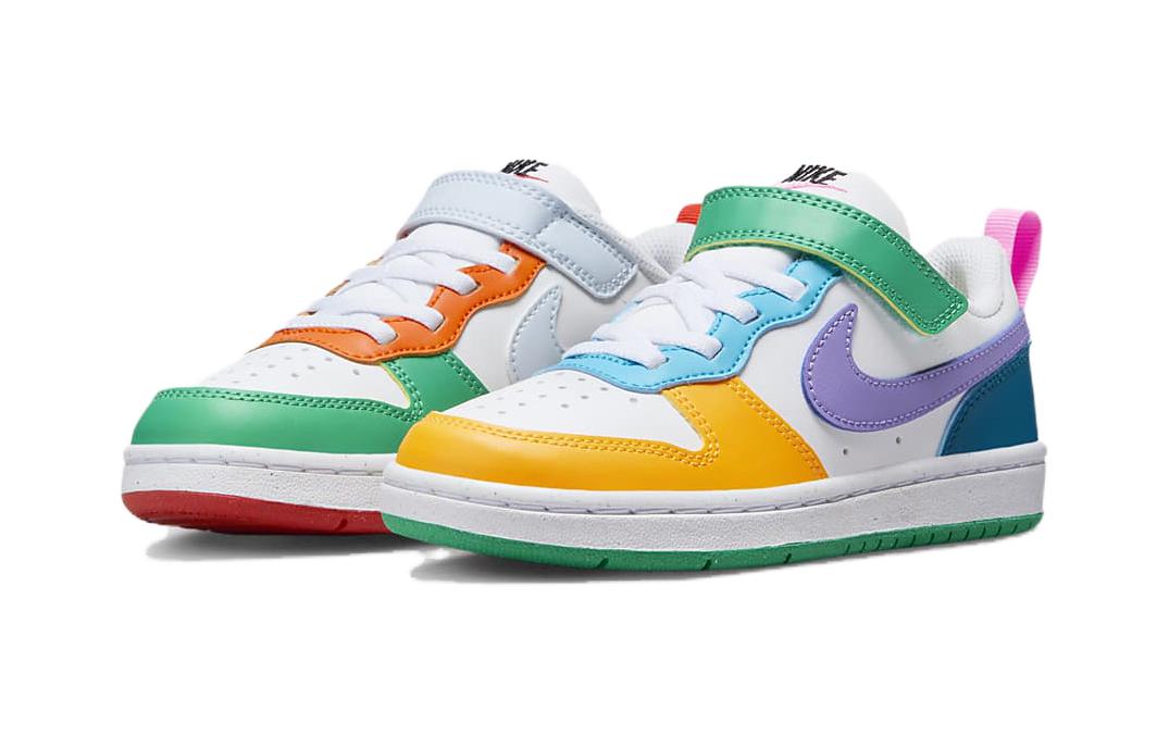 Кроссовки для скейтбординга Court Borough Kids' Pre school Nike, бело-фиолетово-зелёные — фото 3